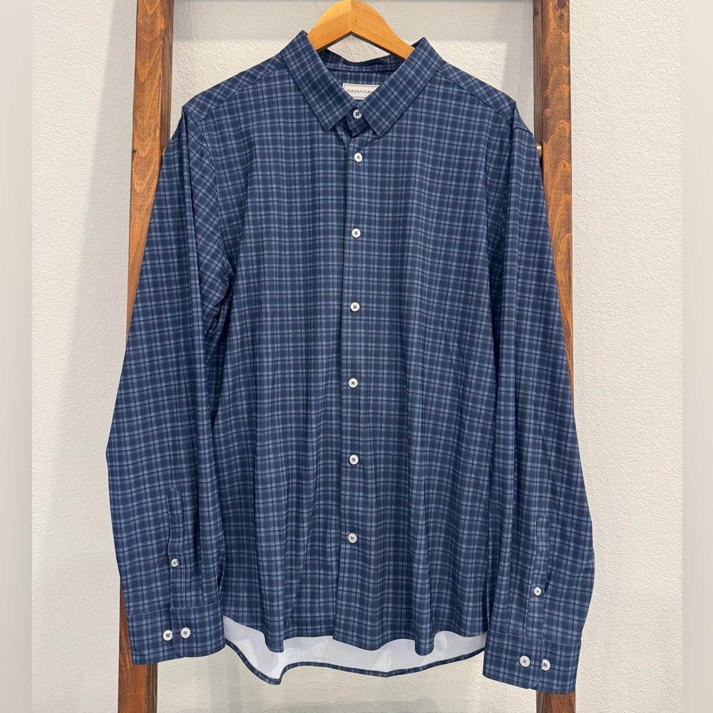Savannah Men's Blue Plaid Button-Down Shirt